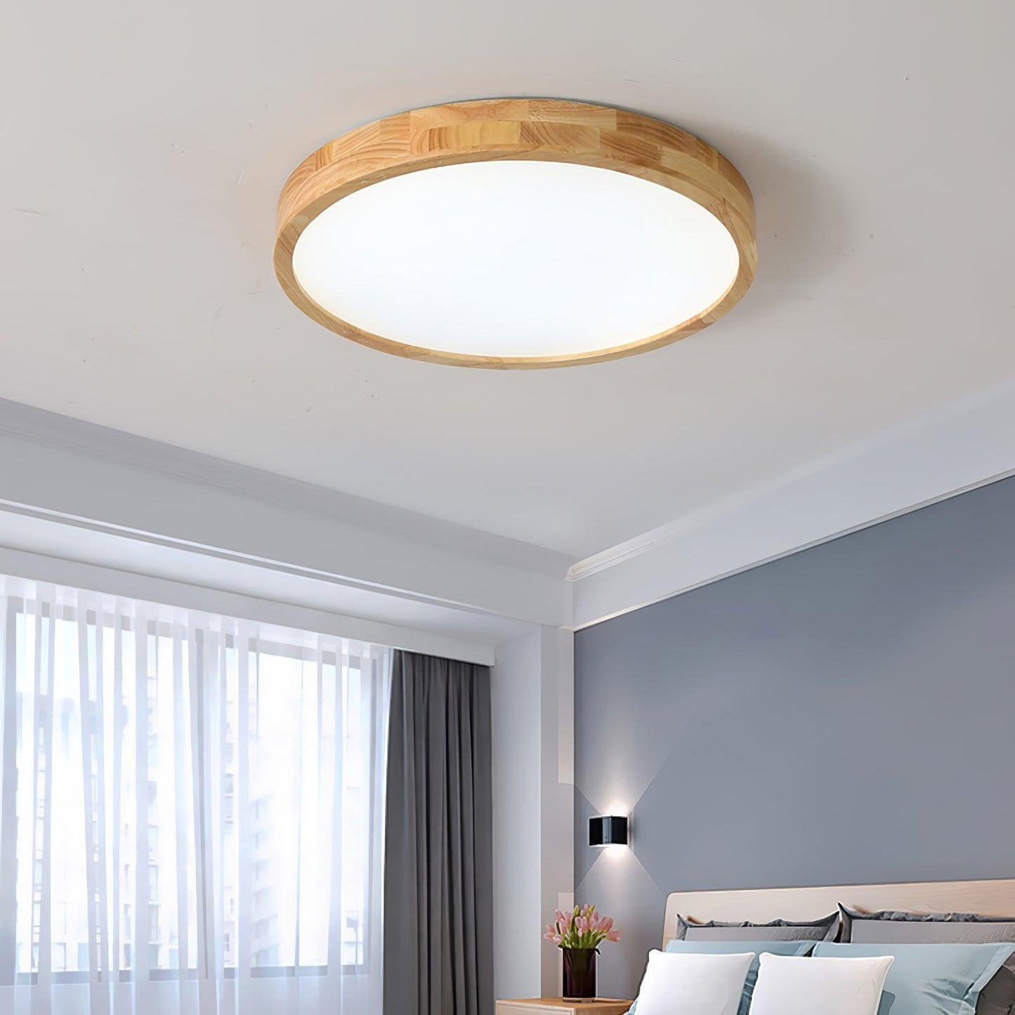 Wooden Geometric Ceiling Light | Adjustable LED with Stylish Design 8