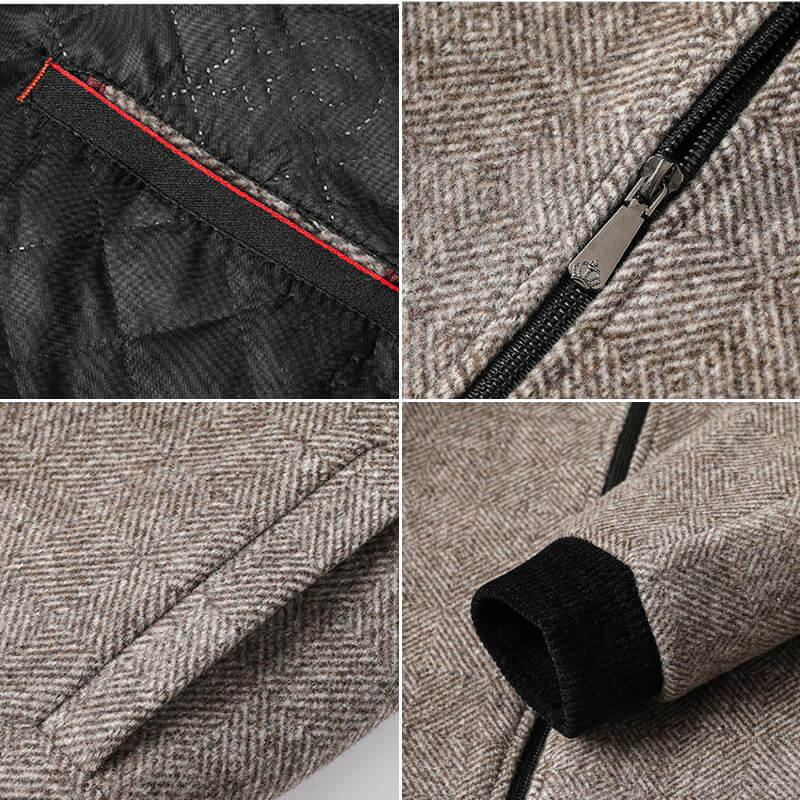 Wool Coat Women | Luxurious Virgin Wool Herringbone Slimline Fit 4