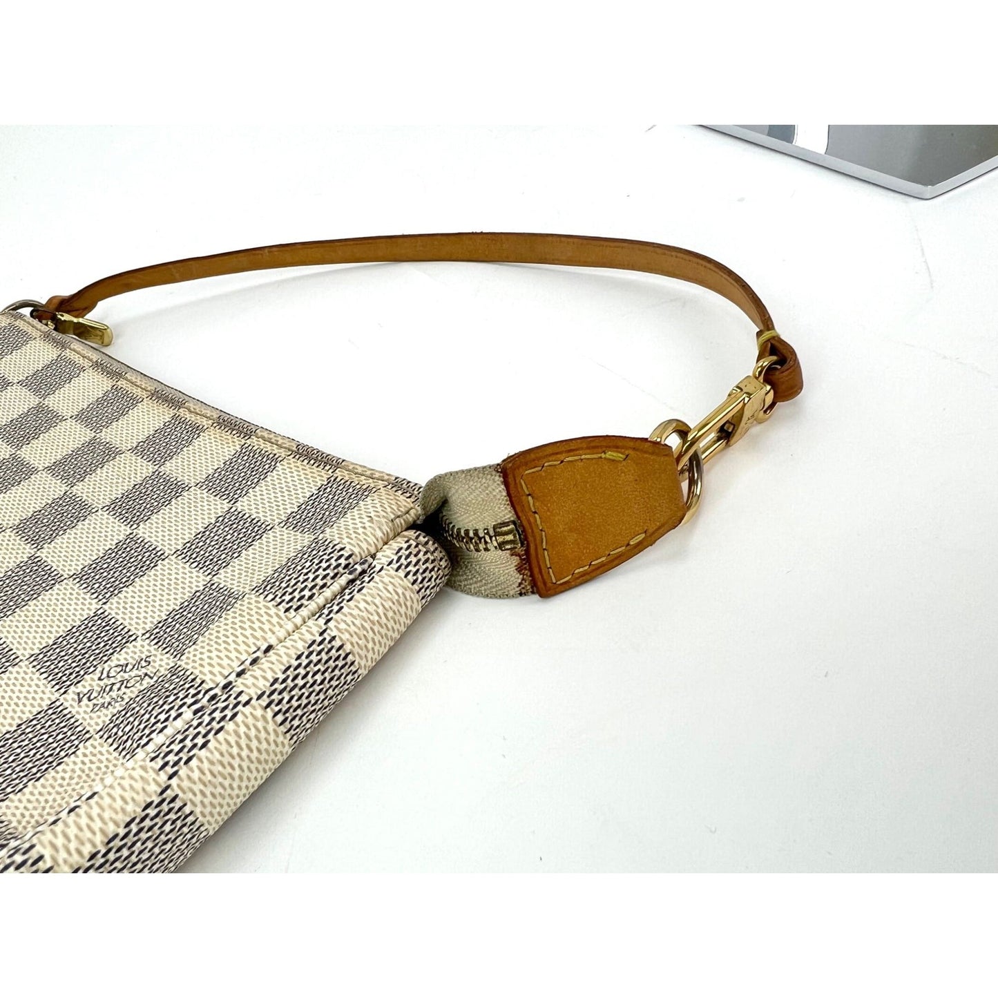 Louis Vuitton Pochette Accessories White Damier Azur Bag