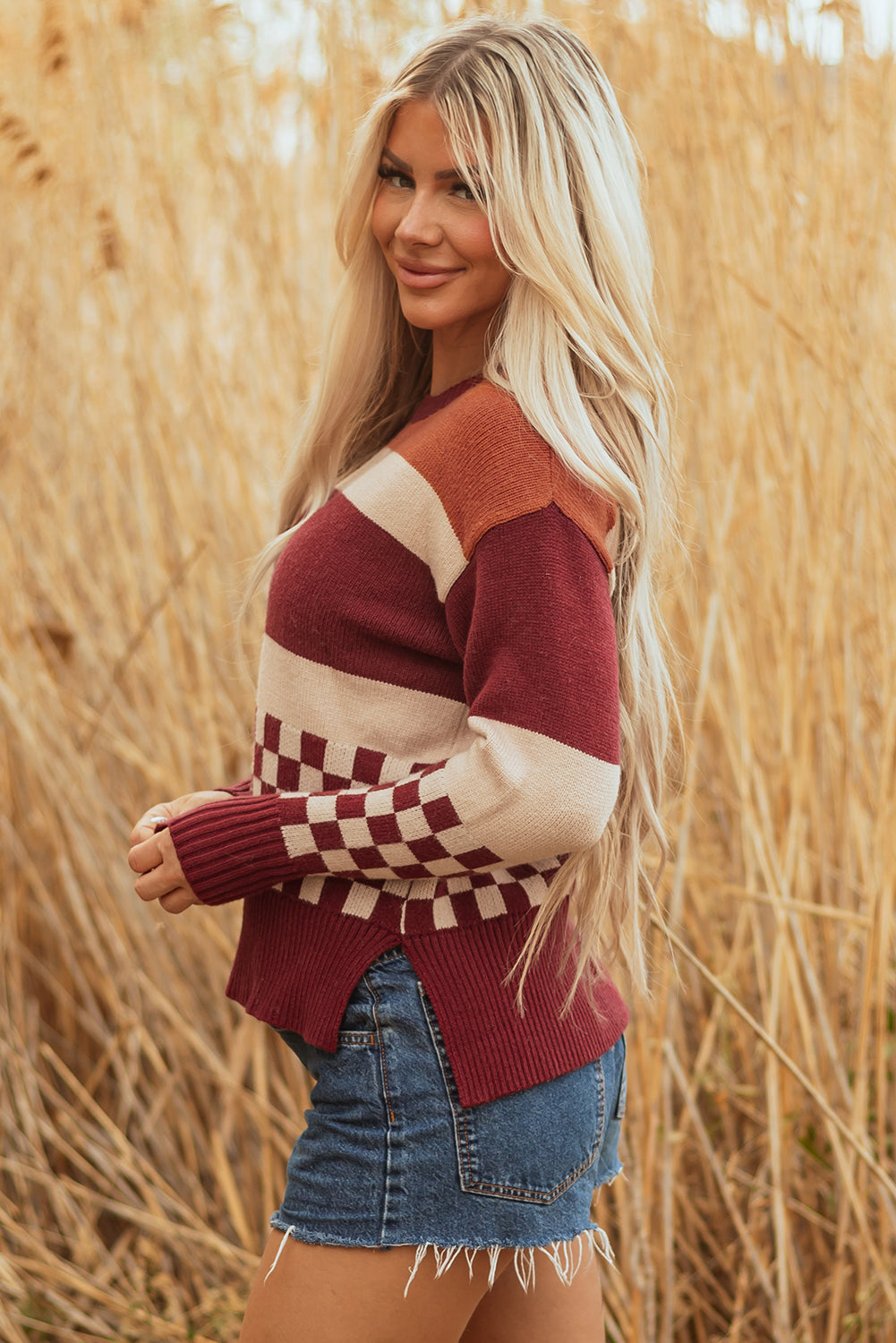 Noelle kariertes Strickpullover