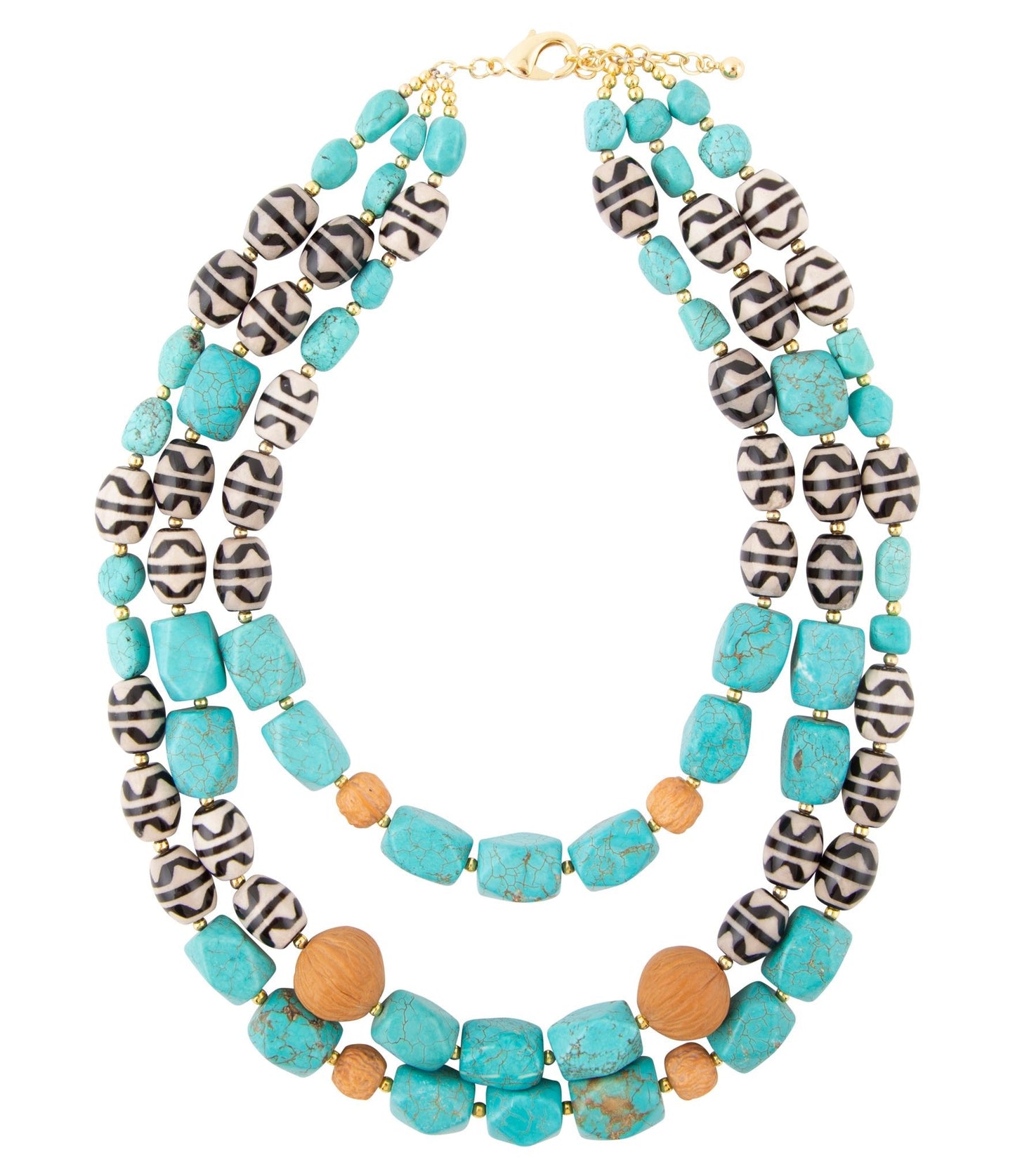 Tulum blauwe magnesiet gouden statement ketting