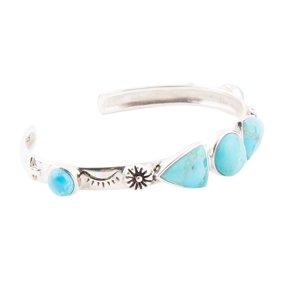 Blå Turkos och sterling silver manschettarmband