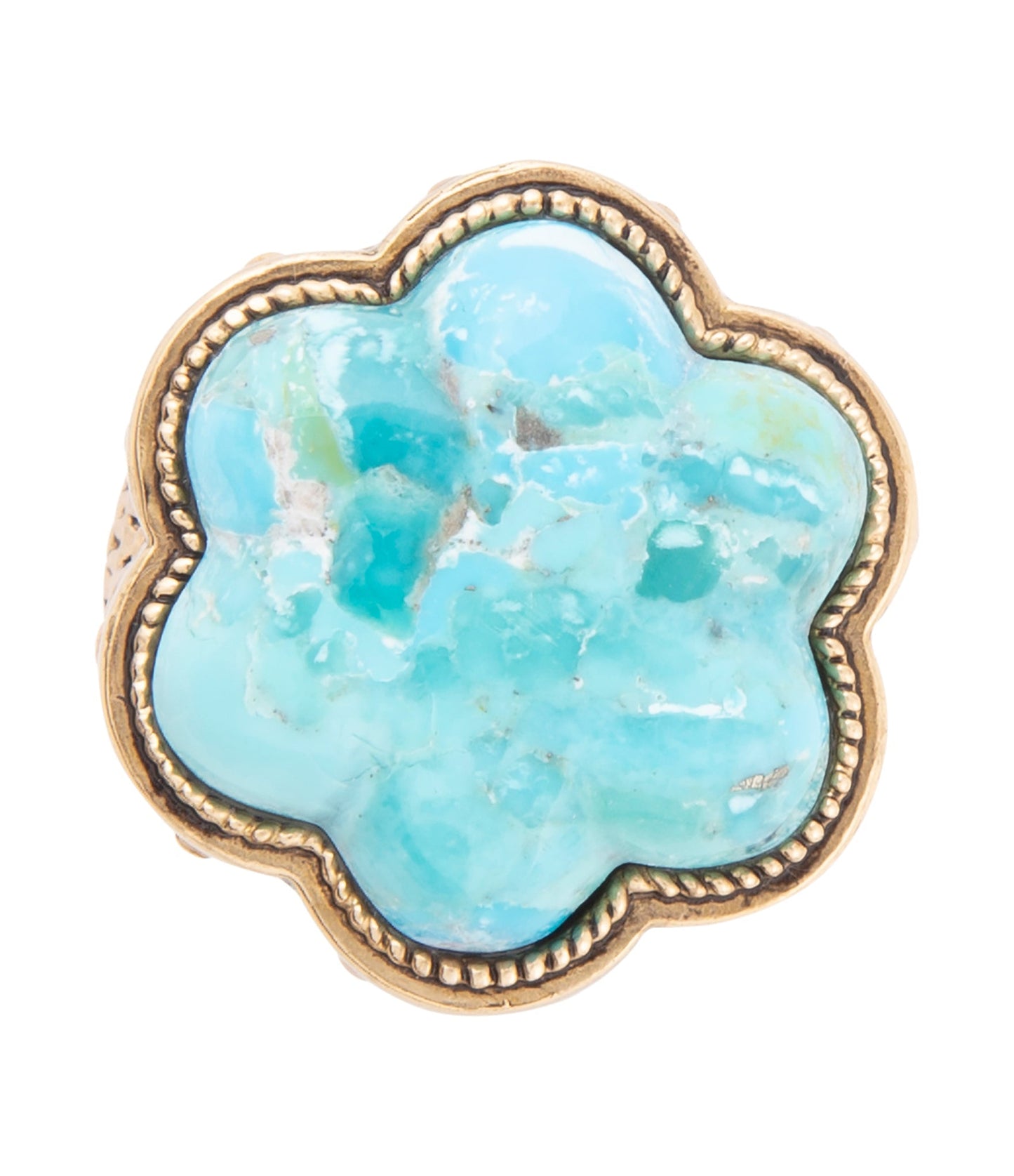 Blauer Türkis Blumen Goldring