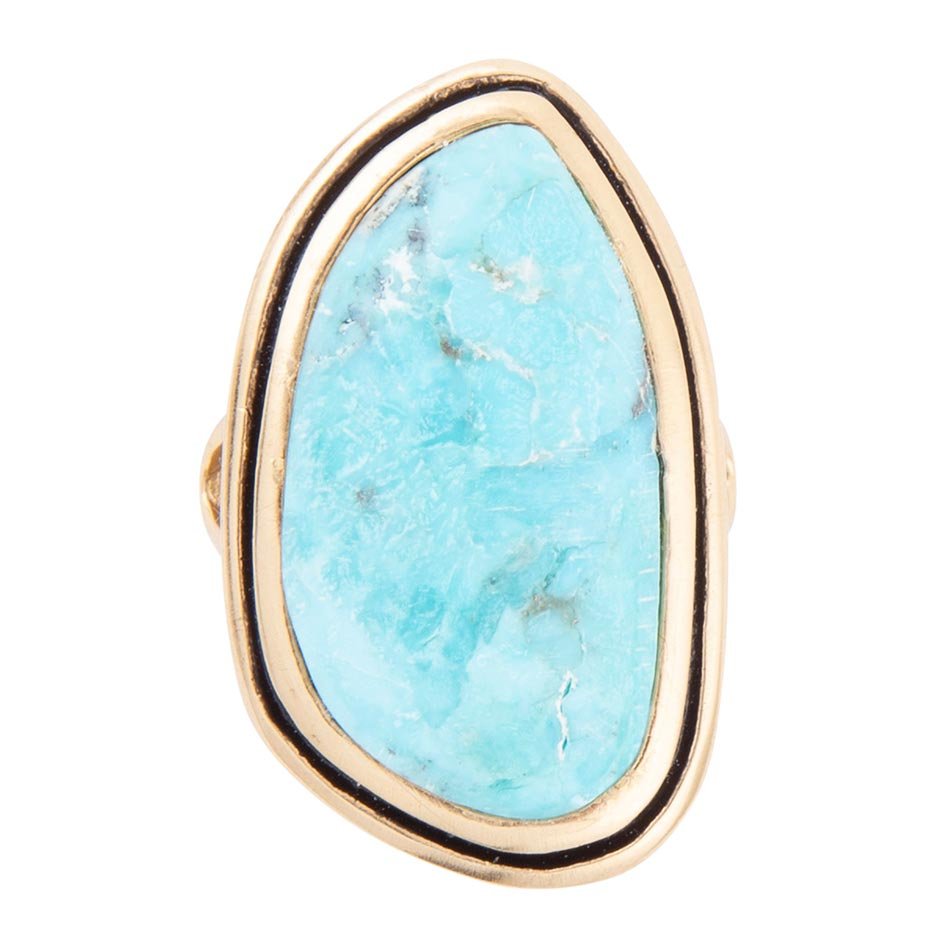 Anello statement dorato turchese blu
