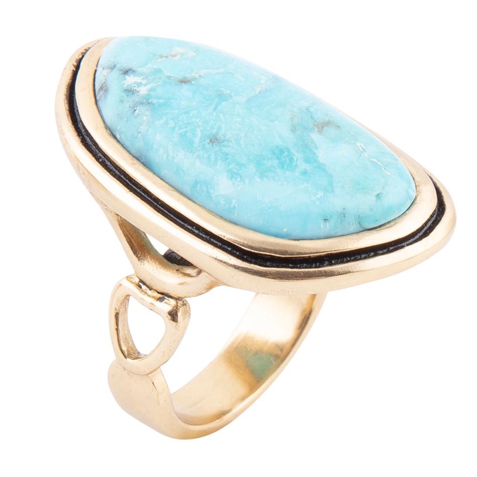 Anello statement dorato turchese blu