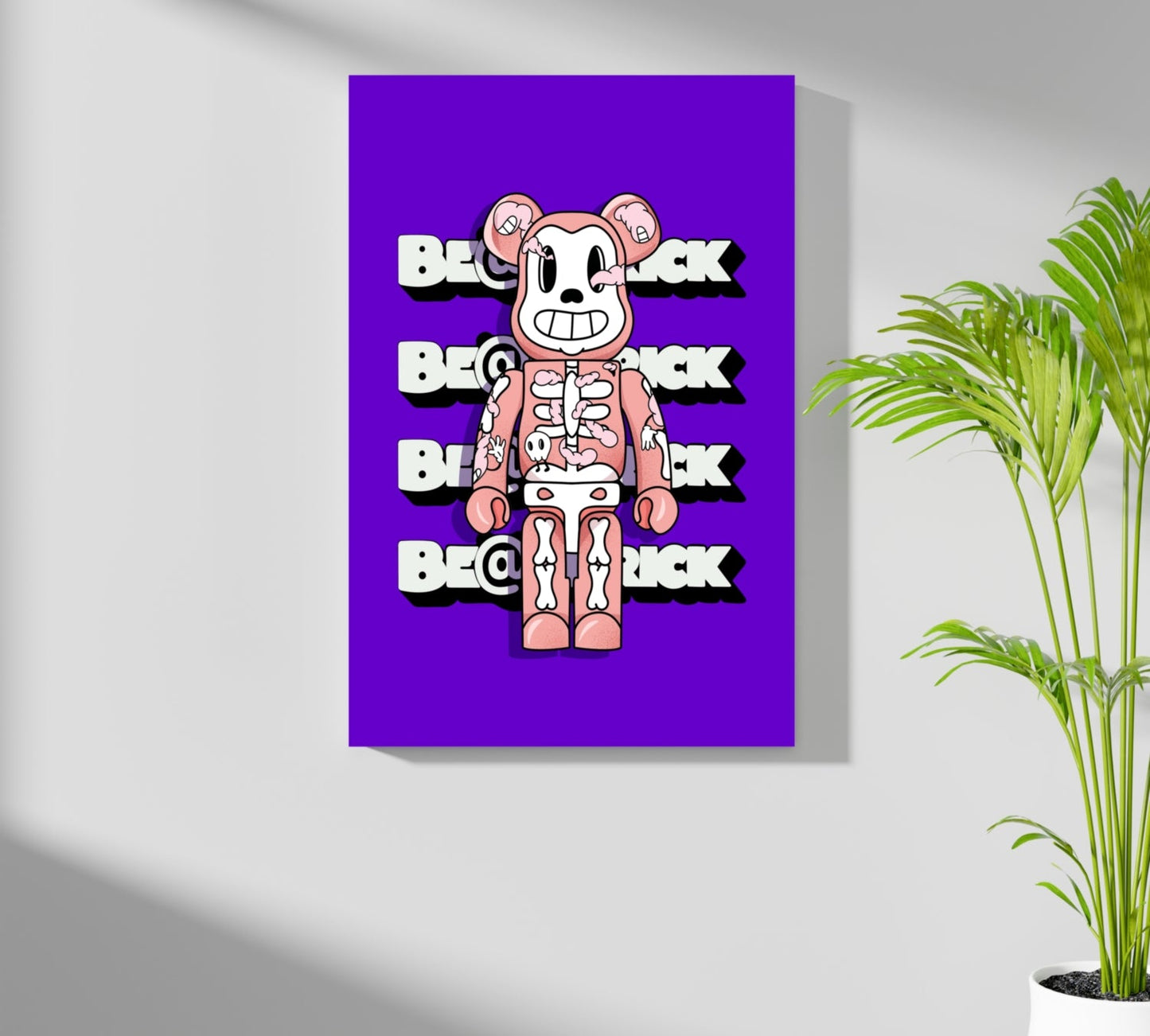 Figura de Urso Esqueleto Roxo em Alumínio