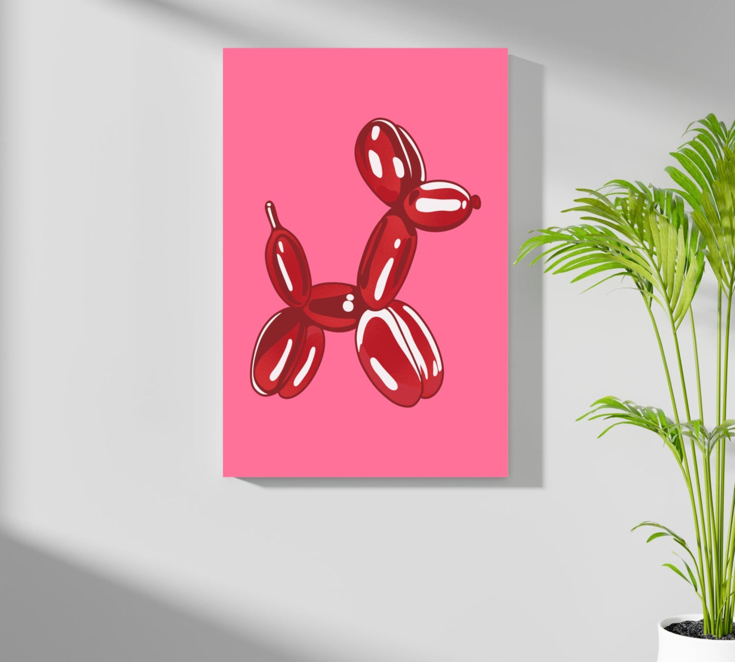 Tiefrot auf heißpinkem Balloon Dog Aluminiumdruck