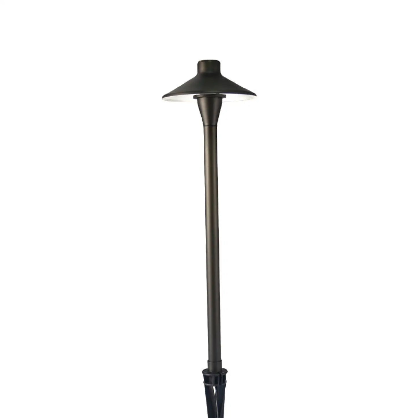 Mässing utomhus gångbelysning med flat hatt, G4-sockel och 72" ledningskabel
