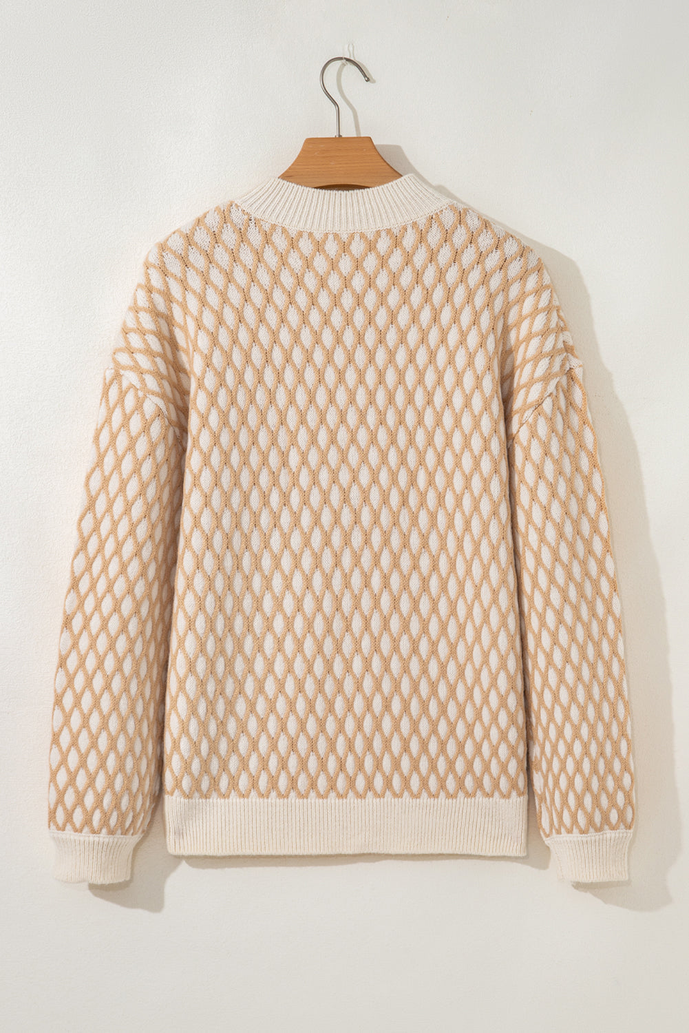 Sweter dzianinowy Ximena Rhombus z fakturą