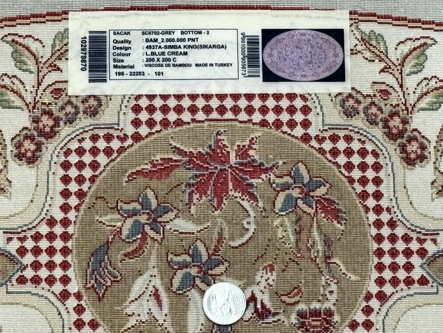 Round Silk Rug 6x6, Hunting Design, Bamboo Silk, Animal Pictorials