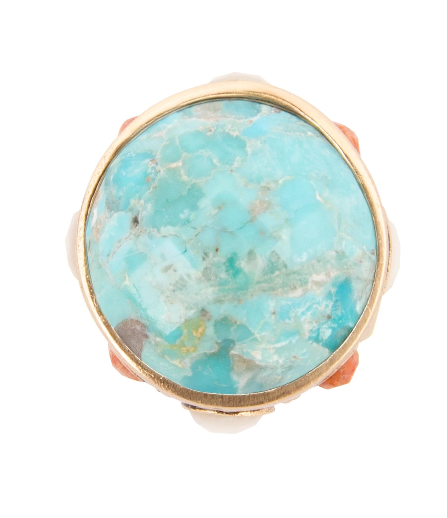 Champs Blauwe Turkoois en Koraal Gouden Statement Ring