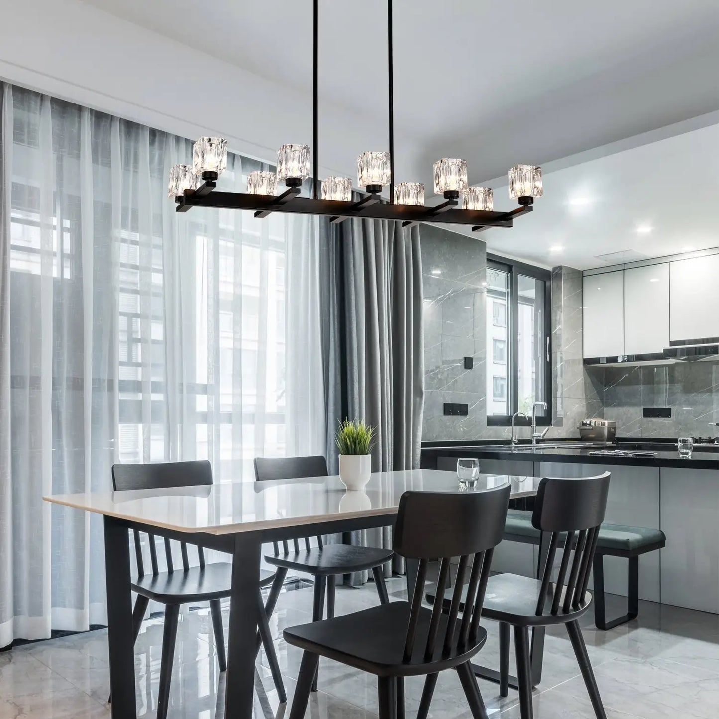 Kristallkrona för vardagsrum med modern kristalldesign och 10-ljuskrona