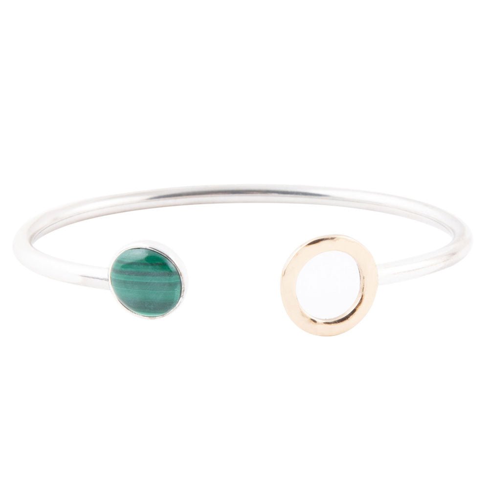 Bracciale a polsino bicolore verde malachite Circle