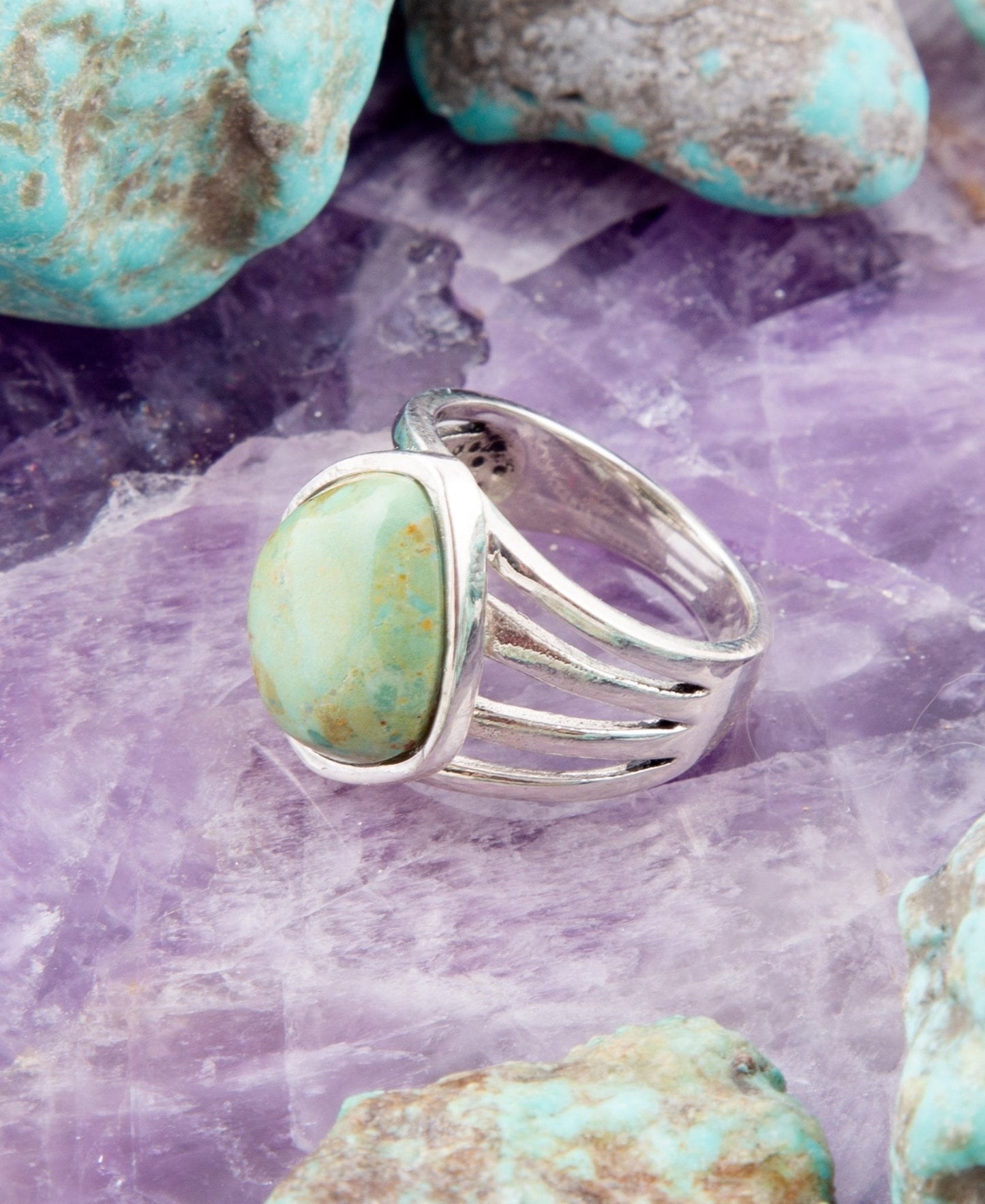 Anello elegante in argento sterling con turchese blu