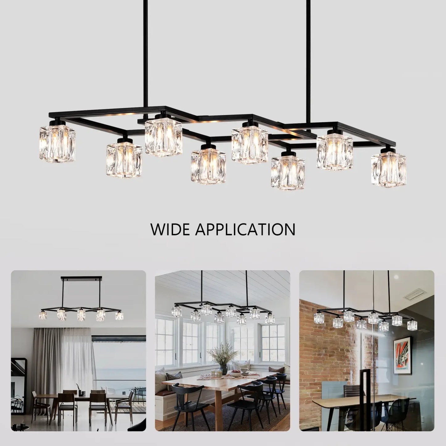 Kristallkrona för matsal med 8-ljus för modern lantlig design