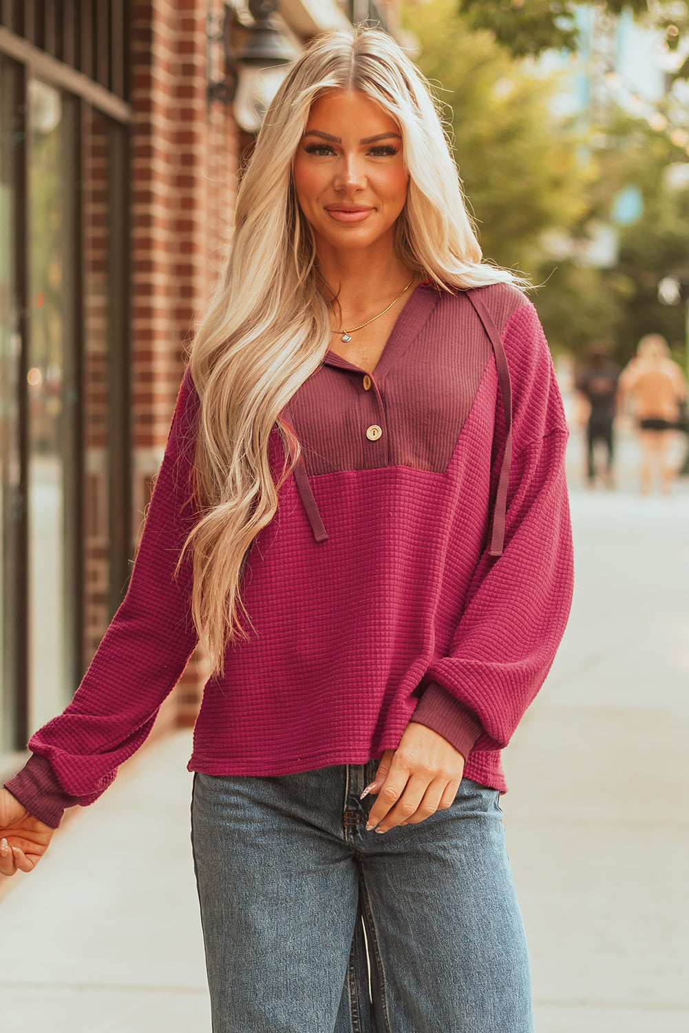 Bluza z kapturem River Waffle z długim rękawem