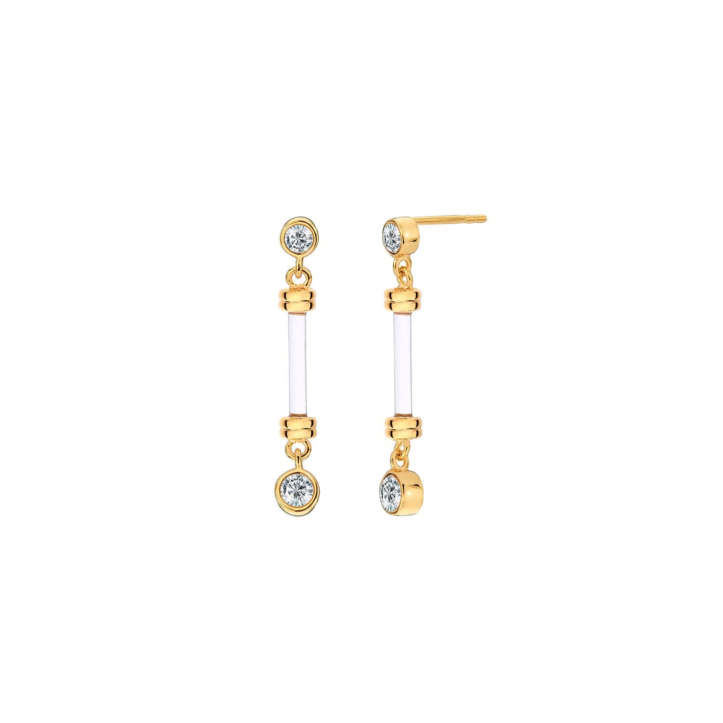 Ultra Dainty Bar and CZ Lucite Earrings
