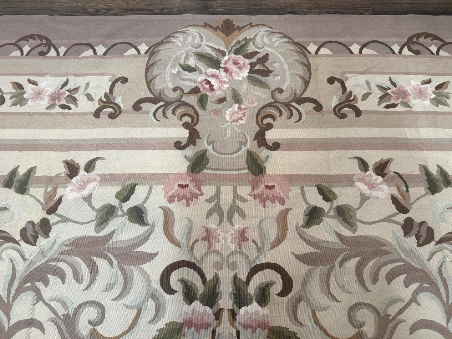Palace Sized Aubusson Rug 13 x 20, Flatweave Aubusson Weave, Oversized Rug, European French Elegant Design