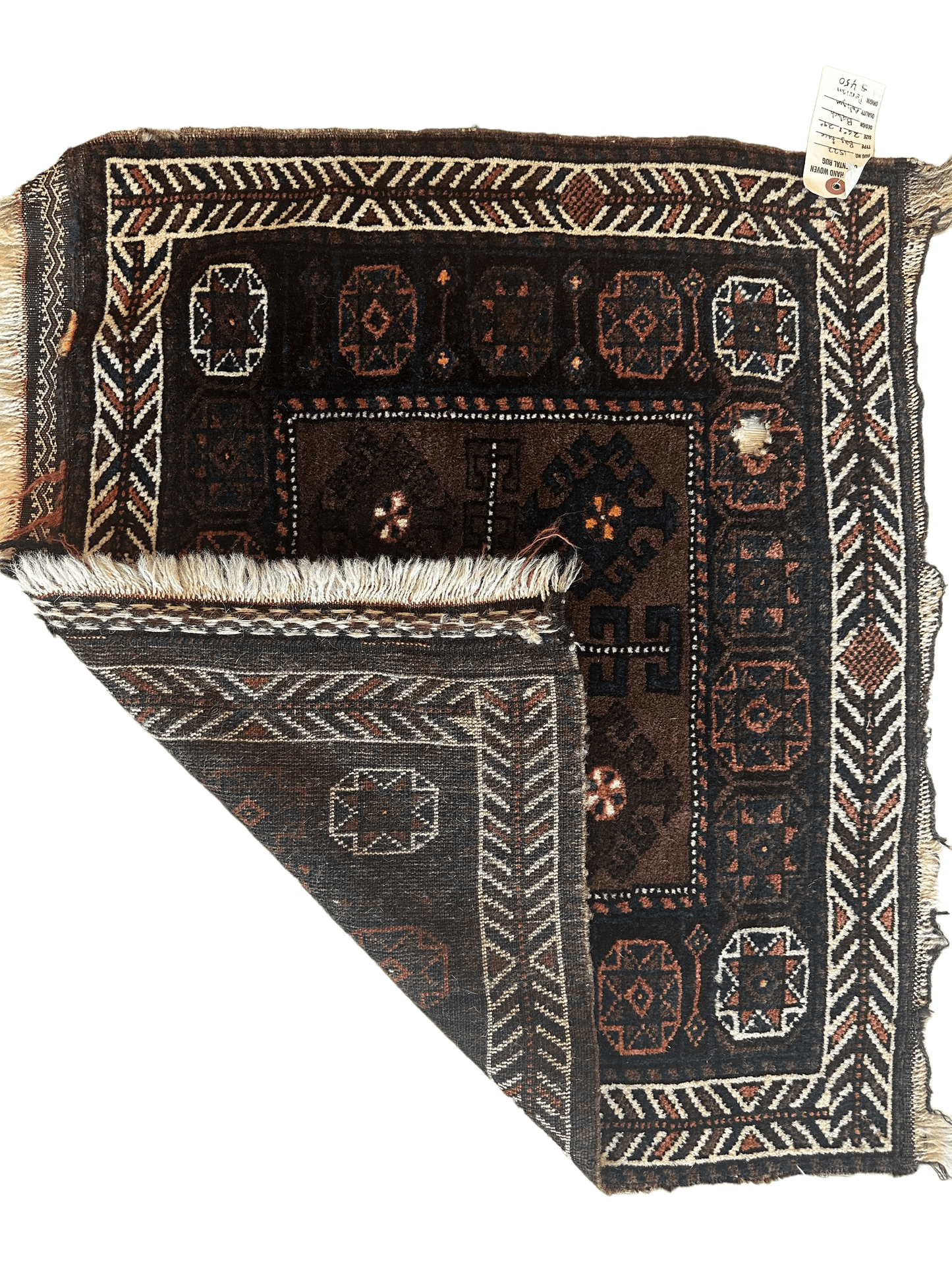 Bolso de lana Baluchi afgano vintage anudado a mano envejecido cara 29” x 25”