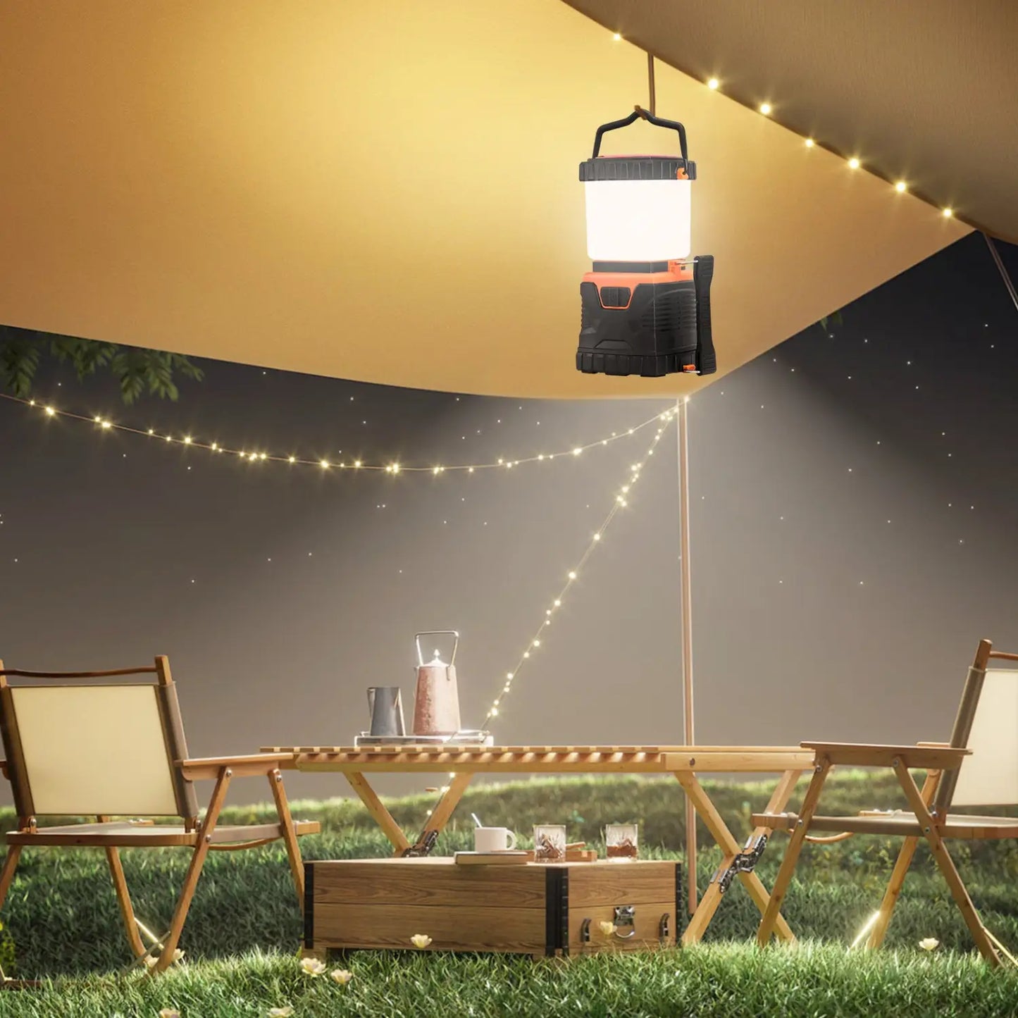 Lampada LED resistente e portatile con manico per luci da campeggio all'aperto