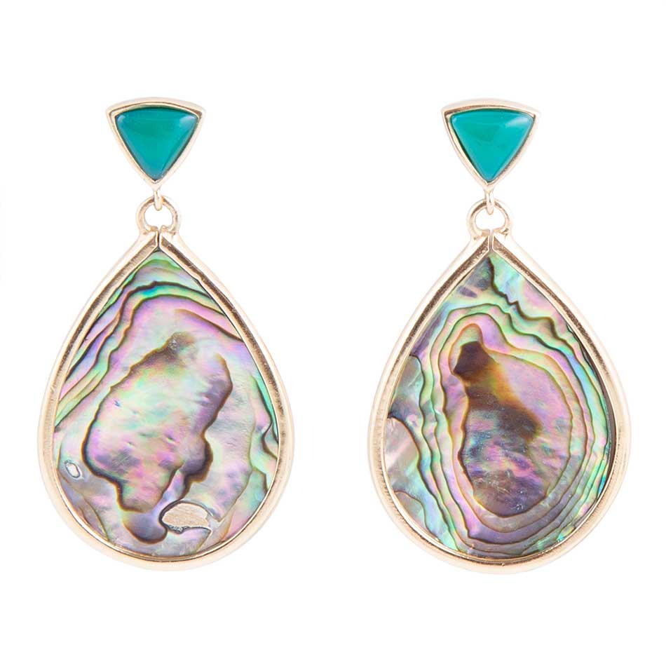 Orecchini a goccia con perno dorato e abalone blu Epiphany