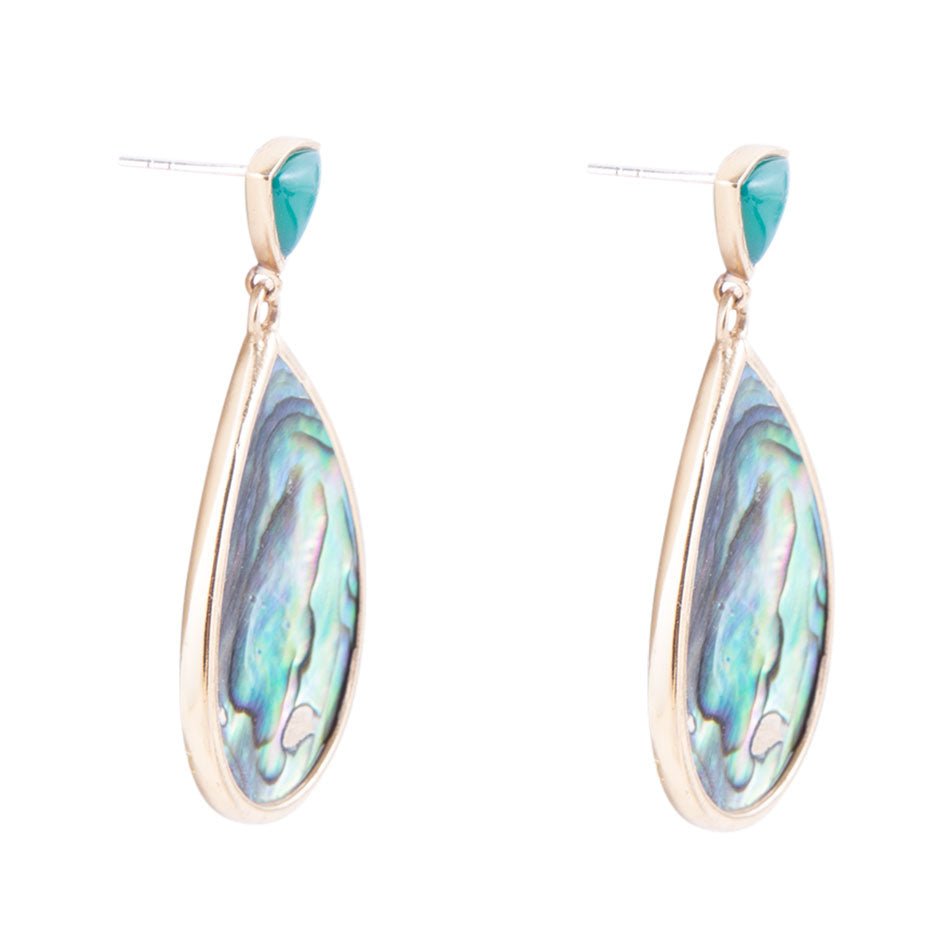Orecchini a goccia con perno dorato e abalone blu Epiphany
