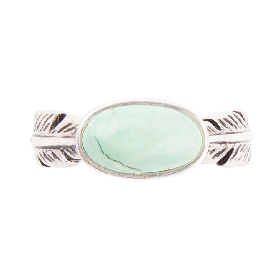 Anello in argento sterling e turchese verde piuma
