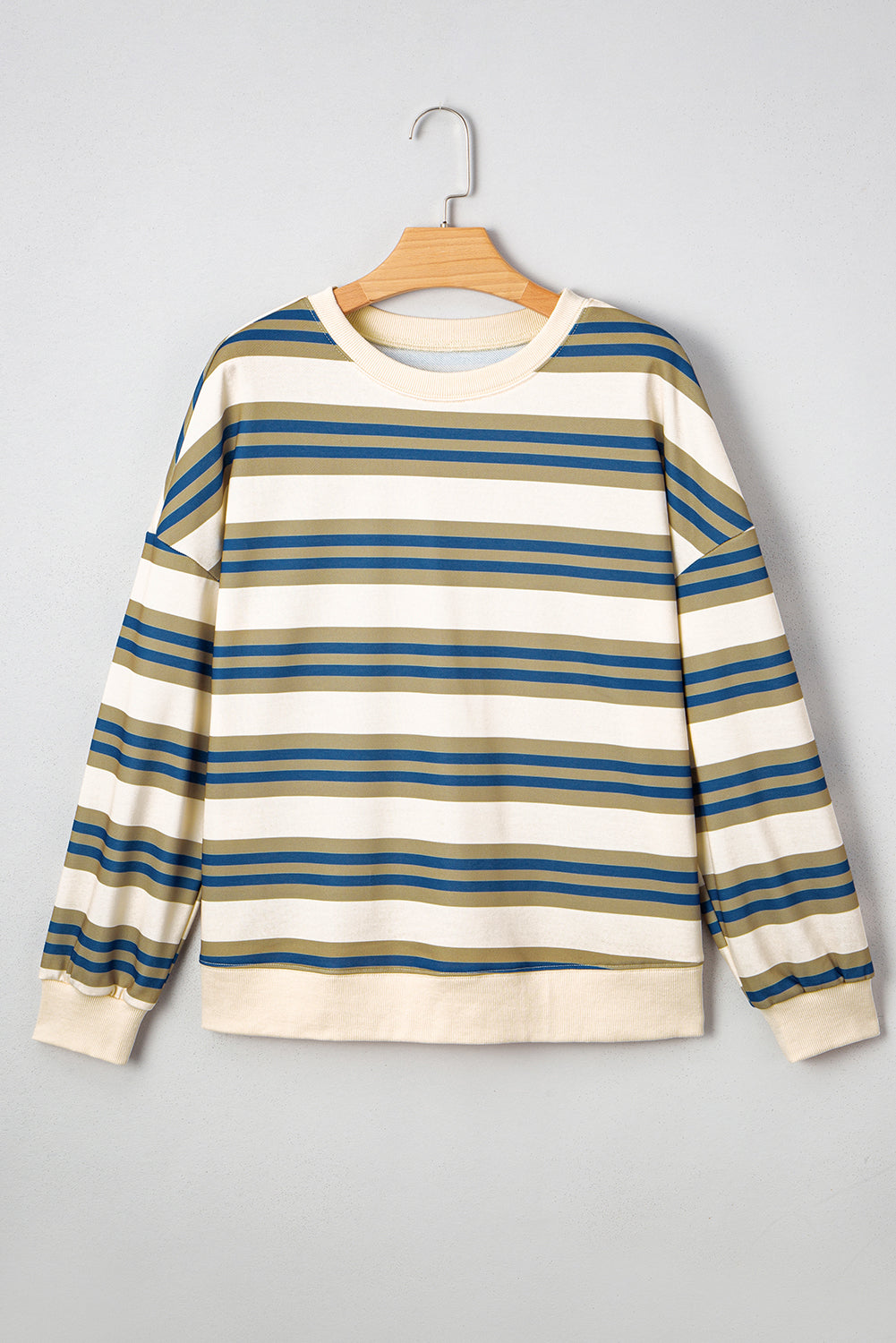 Rose gestreifter Pullover mit Rundhalsausschnitt