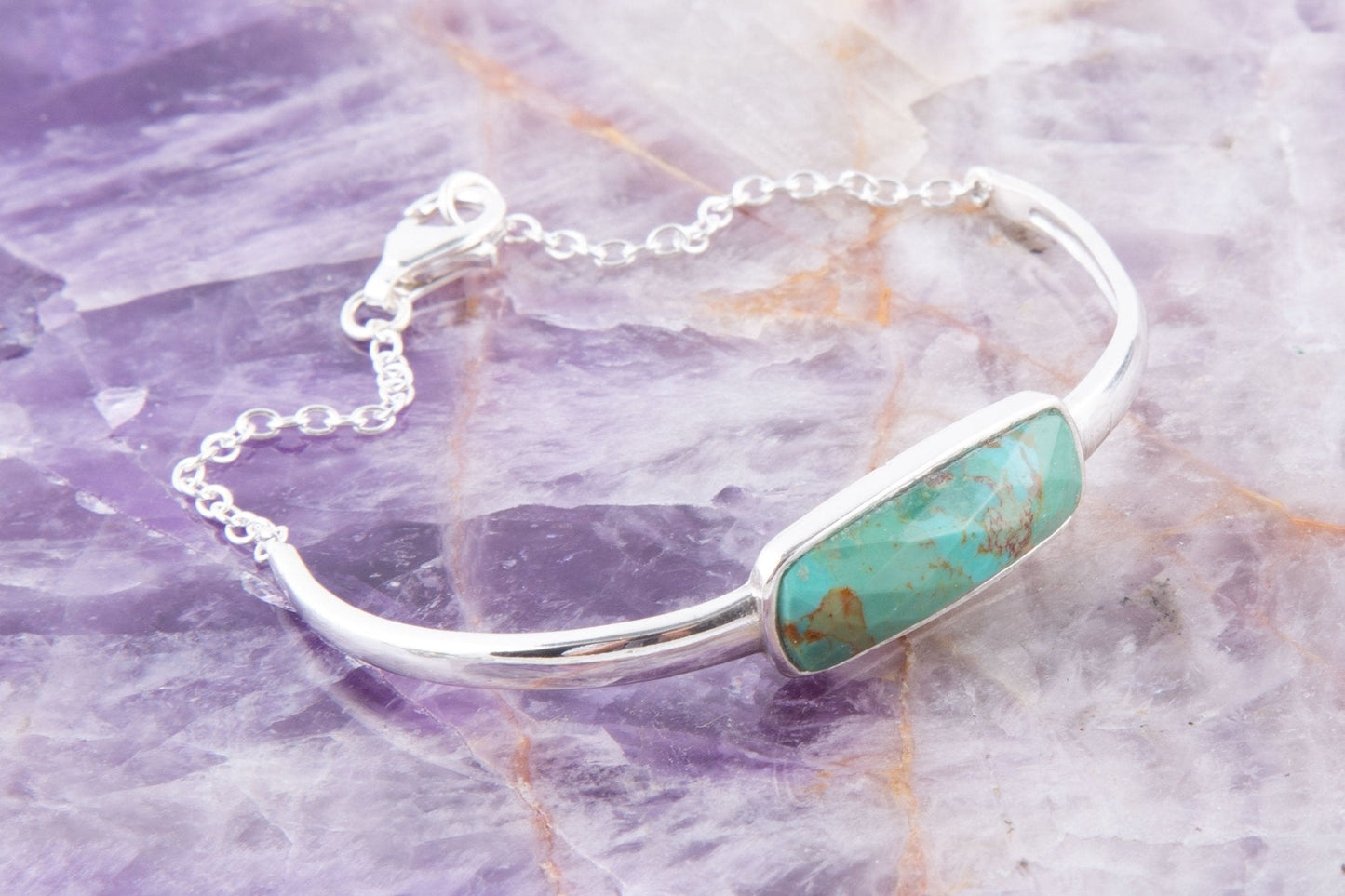 Bracciale a polsino intrecciato in turchese blu autentico e argento sterling