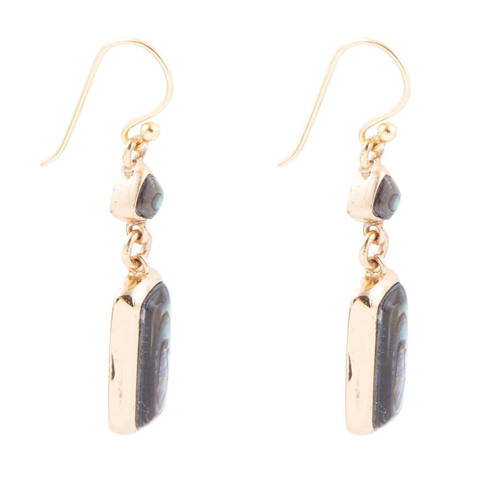 Orecchini a goccia dorata con abalone Geo Blue