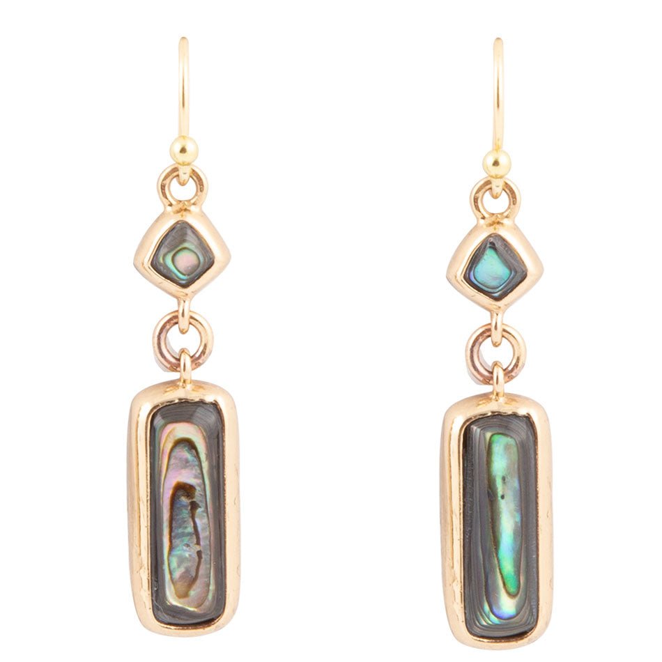 Orecchini a goccia dorata con abalone Geo Blue