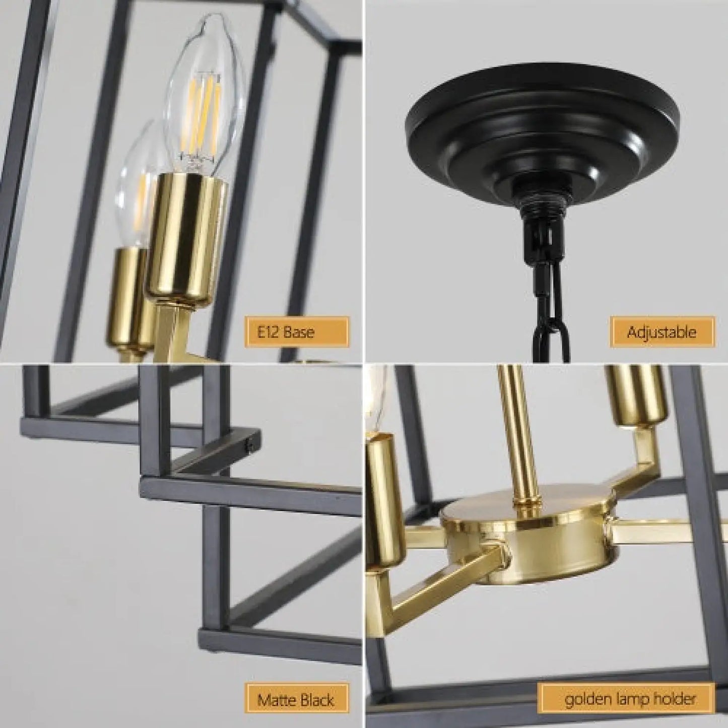 Lampada a sospensione per cucina con 8 luci - Lampadario a più livelli nero e oro