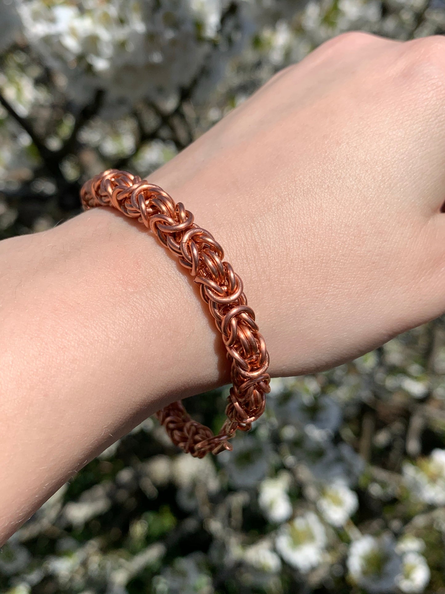 Chunky Byzantine Chainmaille Bracelet in Copper