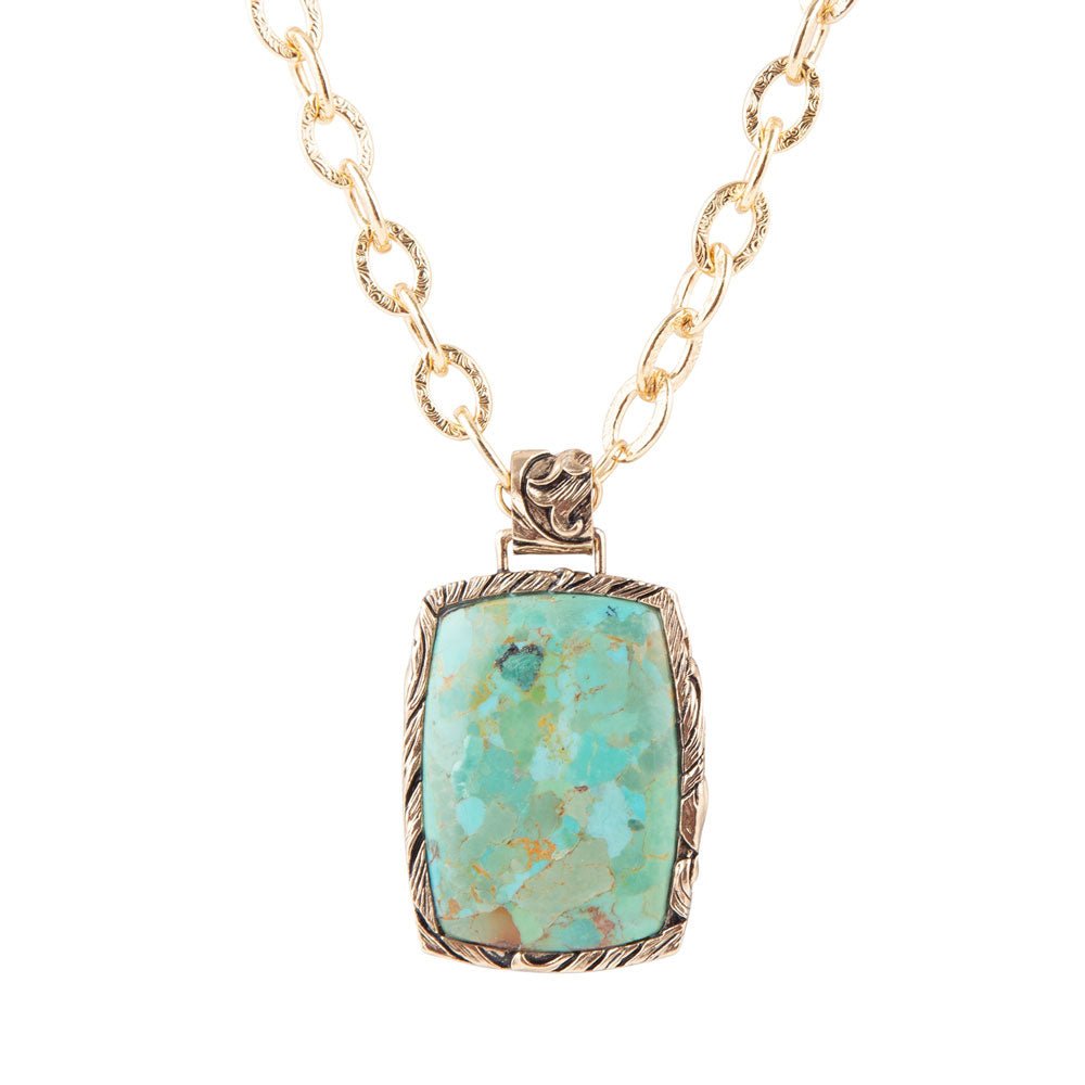 Collana con pendente jacquard blu turchese dorato