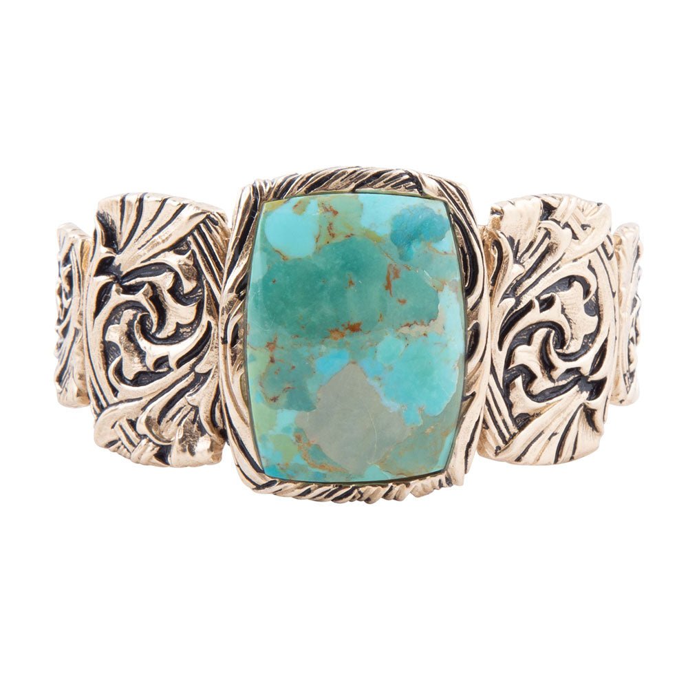 Bracciale rigido dorato jacquard blu turchese solido