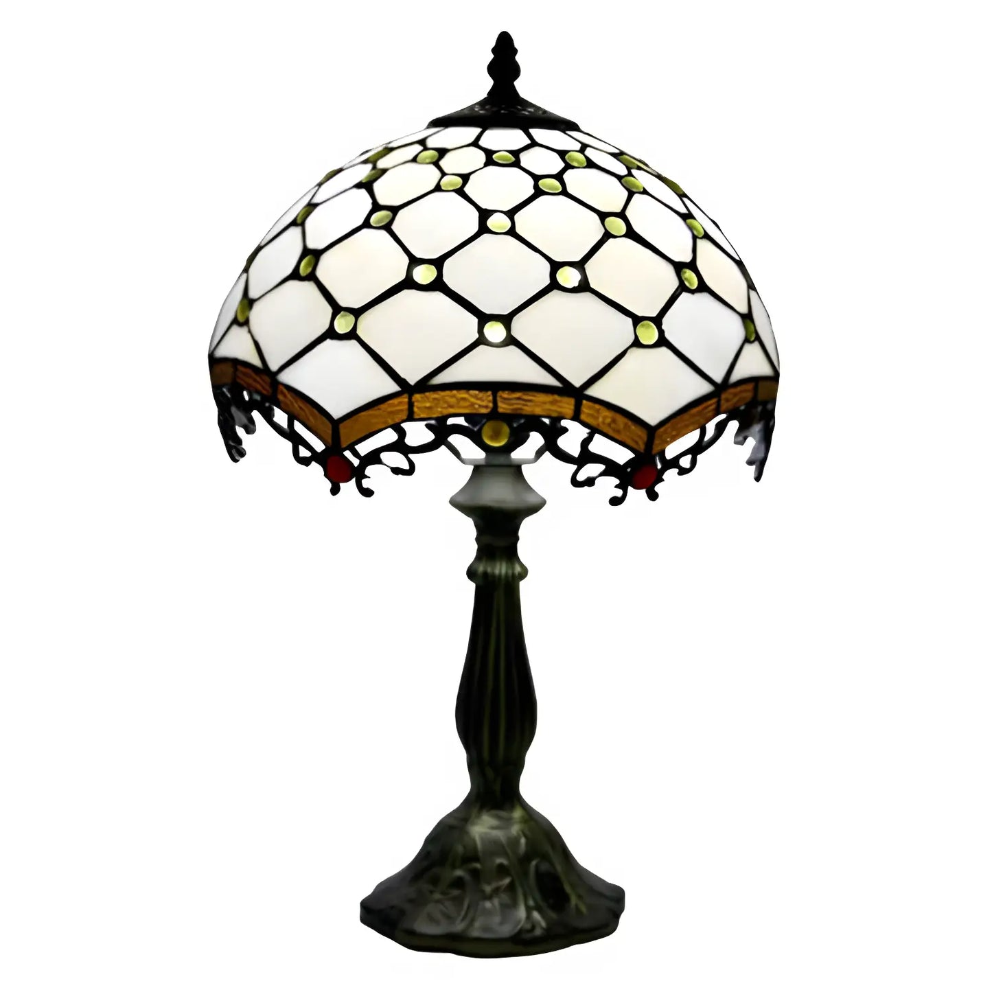 Juvel Romersk Tiffany Lampa Antik | Glas Bordsskiva