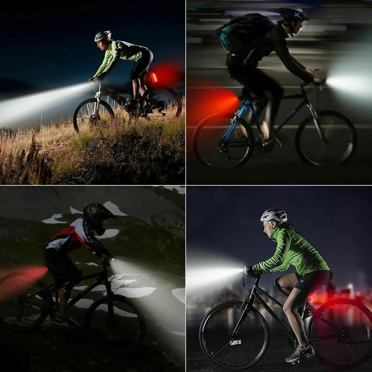 Set di luci LED per bici con fanale anteriore e posteriore ricaricabili via USB