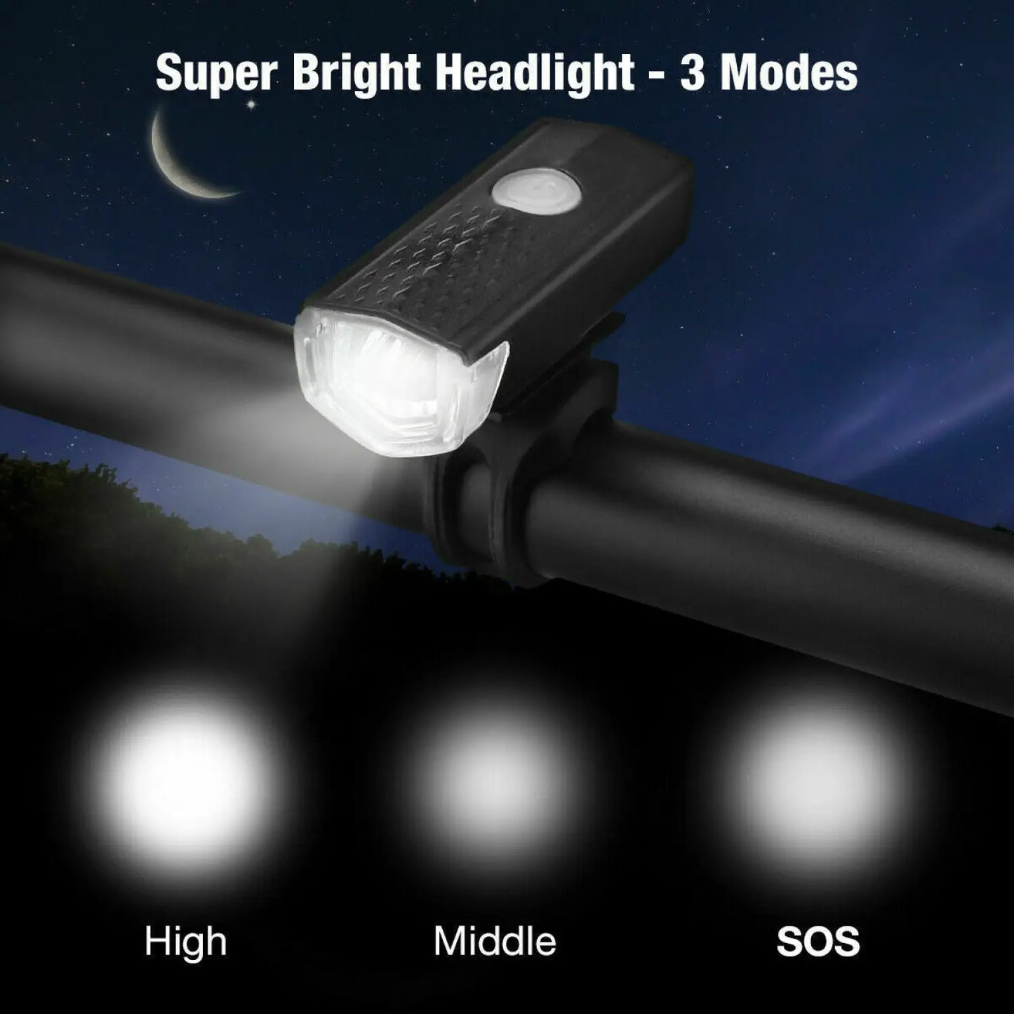 Set di luci LED per bici con fanale anteriore e posteriore ricaricabili via USB