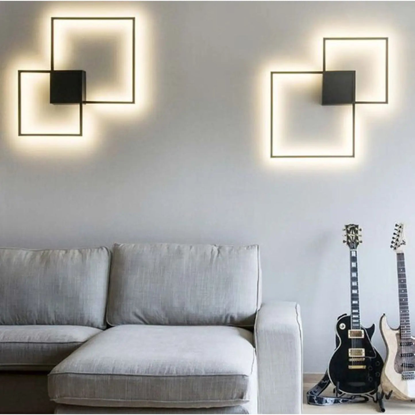 LED-vägglampa för sovrum med unik geometrisk väggkonst