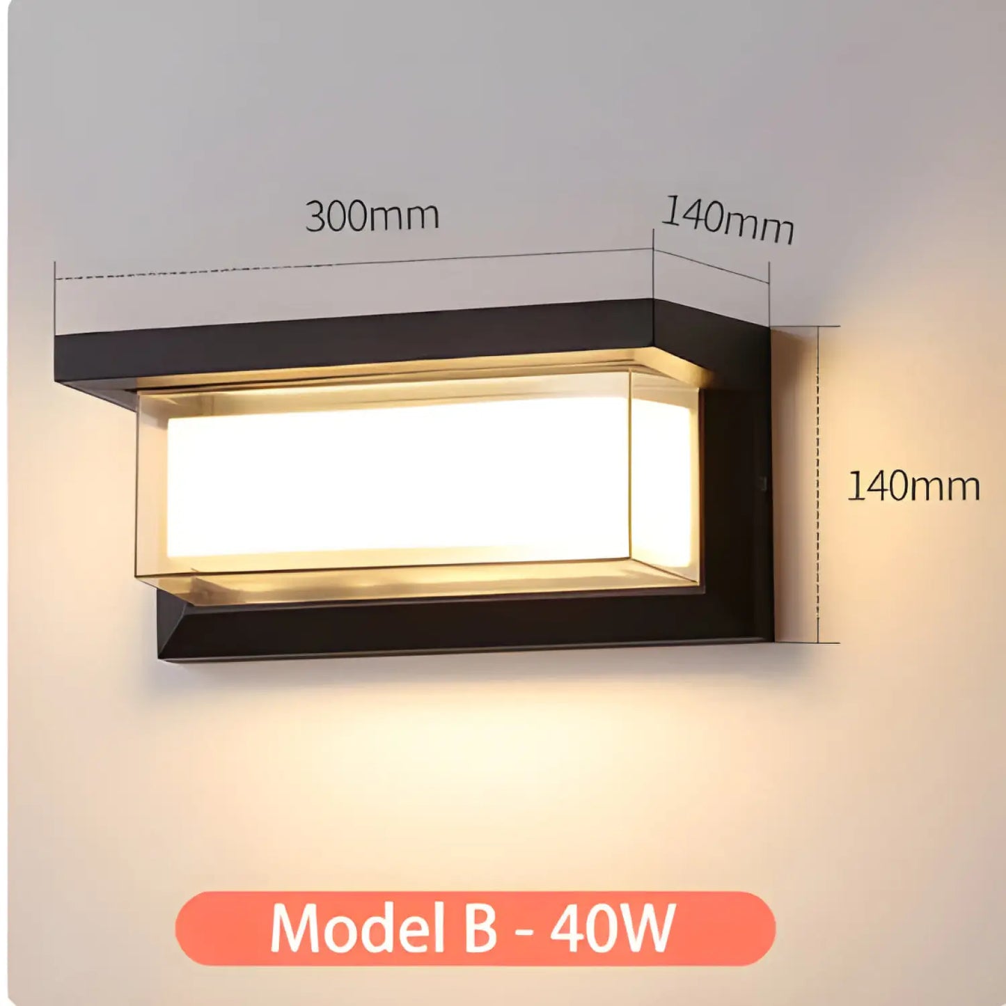 LED-vägglampa med PIR-rörelsesensor och vattentät