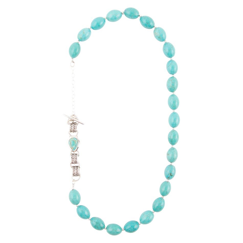 Collana con pepite di turchese blu sterling legato