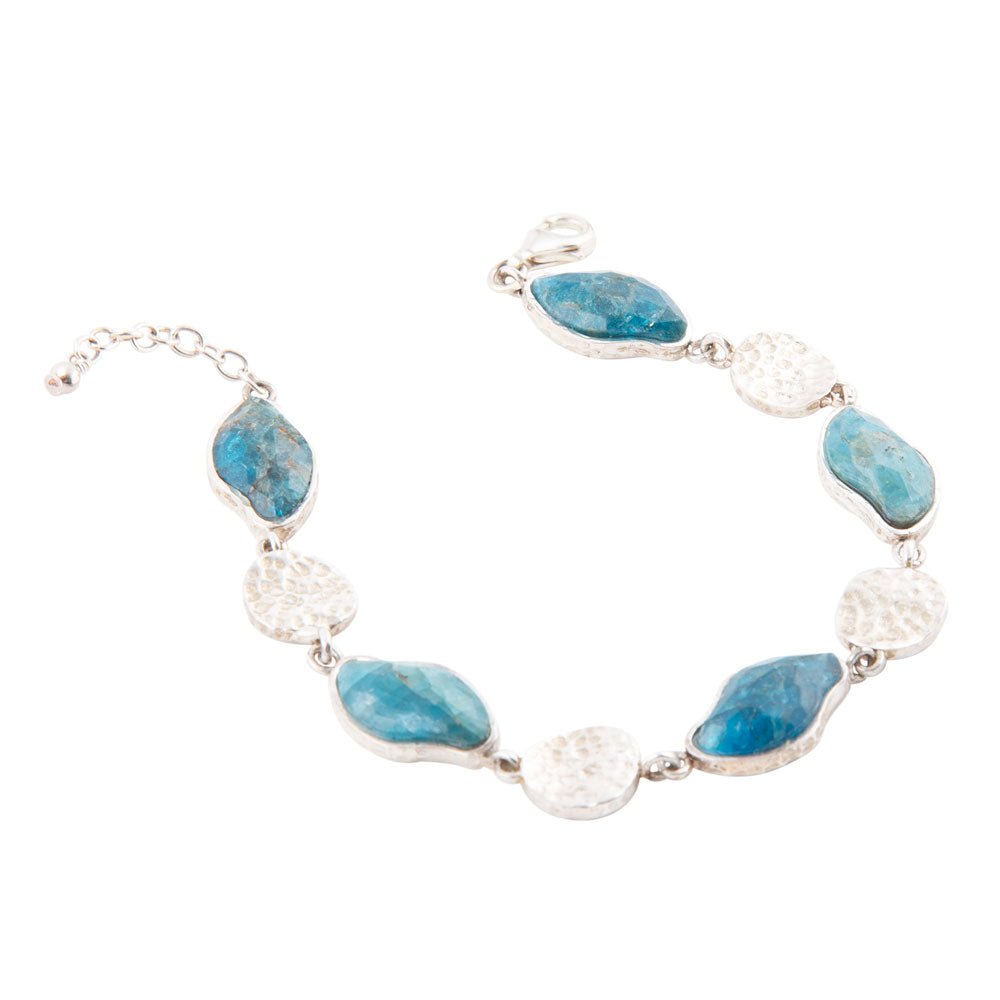 Bracciale a linea in Apatite Blu Luna e Argento Sterling