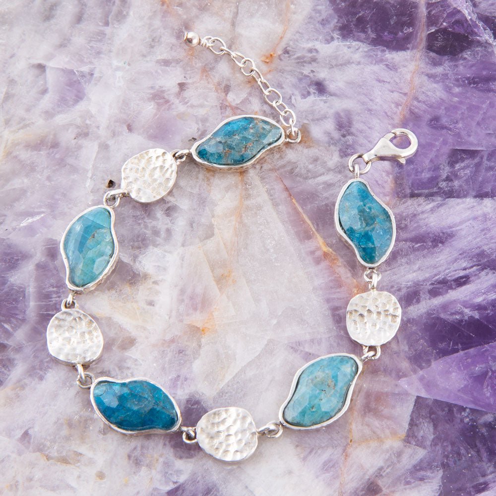 Bracciale a linea in Apatite Blu Luna e Argento Sterling