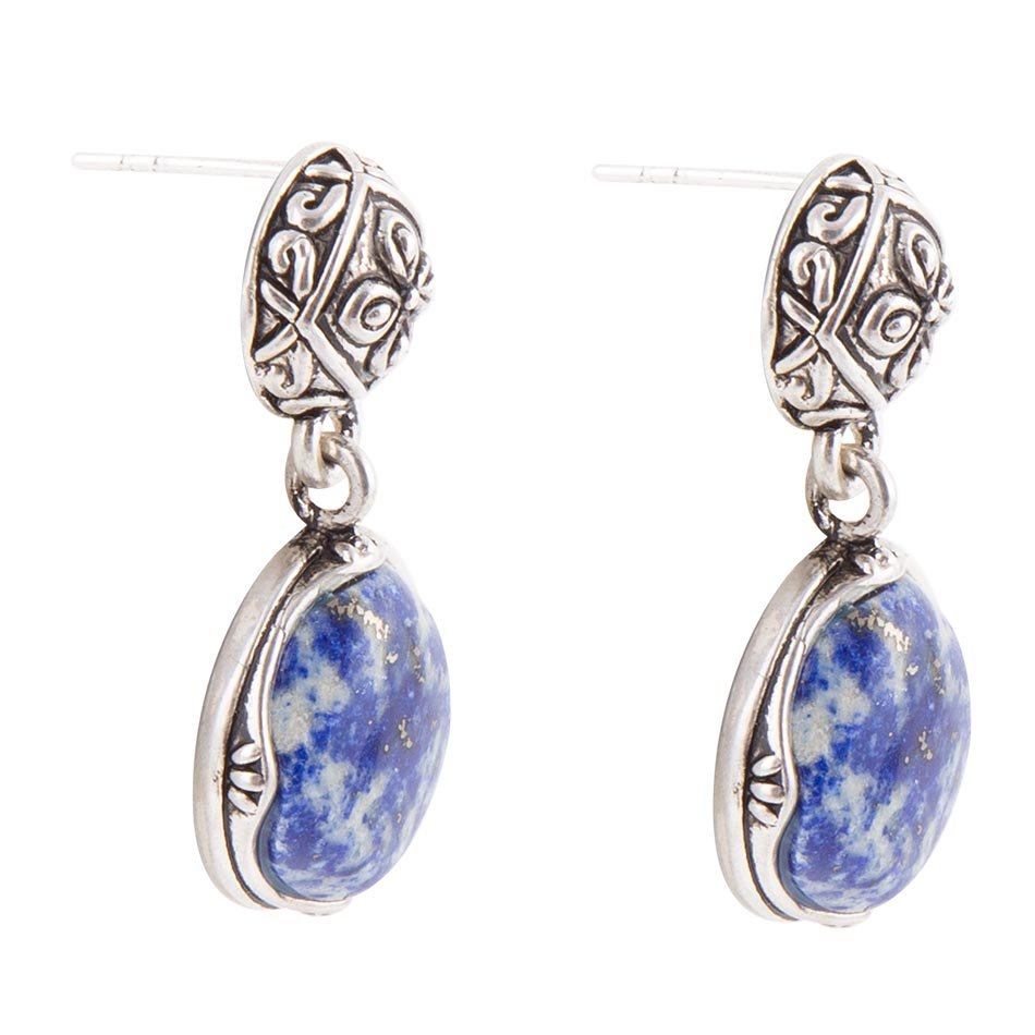Orecchini a goccia con perno in argento sterling e lapislazzuli blu Madrid