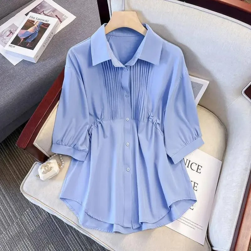 Chic Women's Long Sleeve Shirt | Cotton Linen Blend