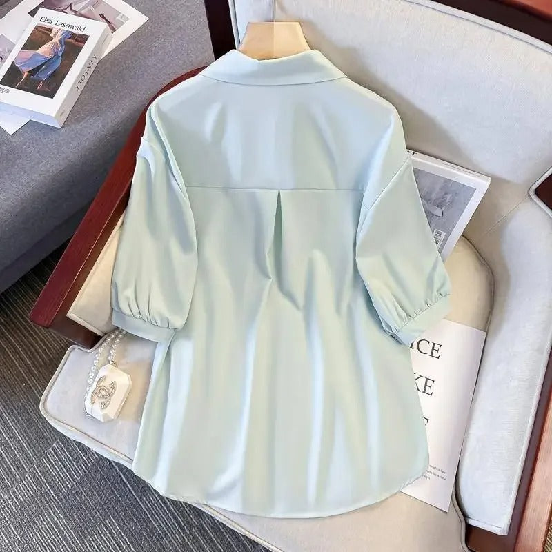 Chic Women's Long Sleeve Shirt | Cotton Linen Blend