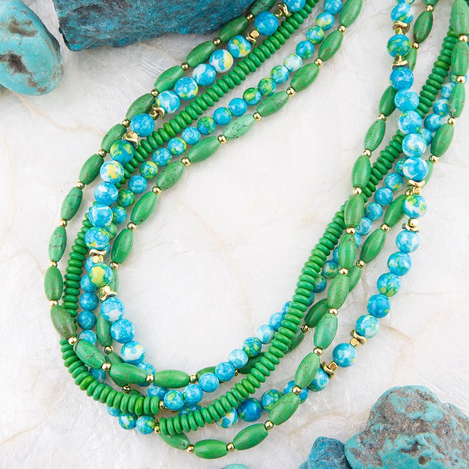Margarita blandat limegrönt och blått Toursade halsband
