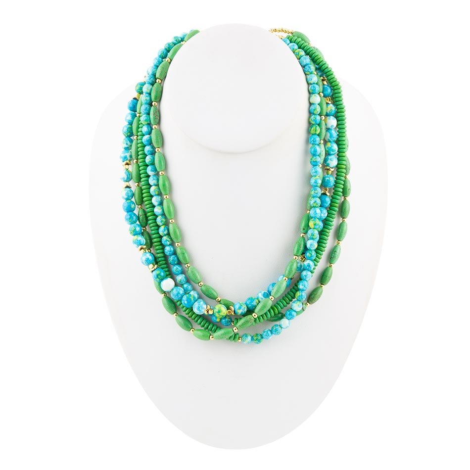Margarita blandat limegrönt och blått Toursade halsband
