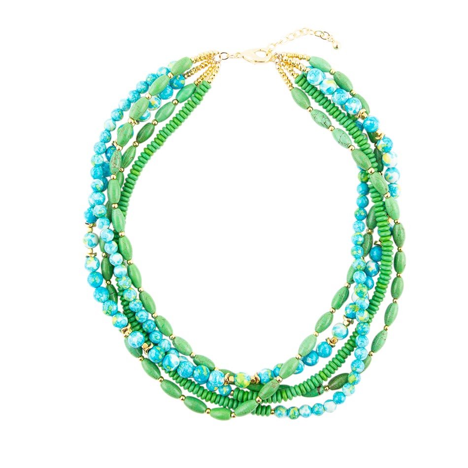 Margarita blandat limegrönt och blått Toursade halsband