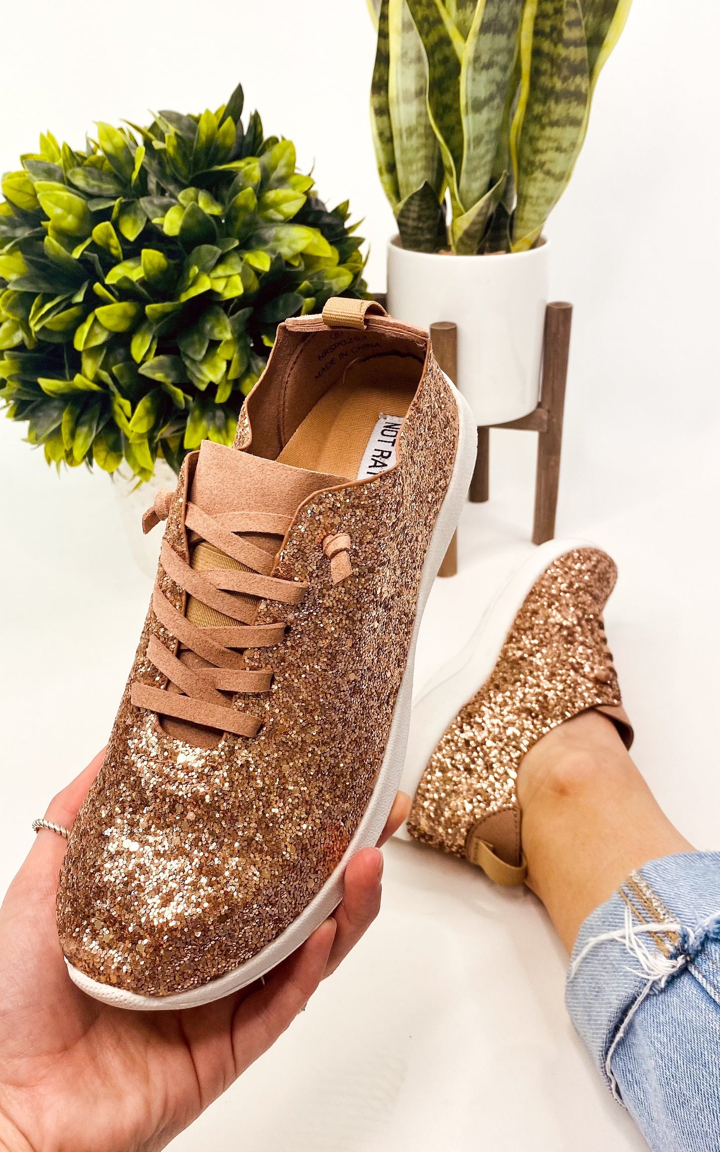 Sneaker Mayo Glitter in Oro Rosa